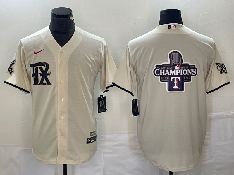 Men Texas Rangers Blank Cream Game Nike 2023 MLB Jersey style 2